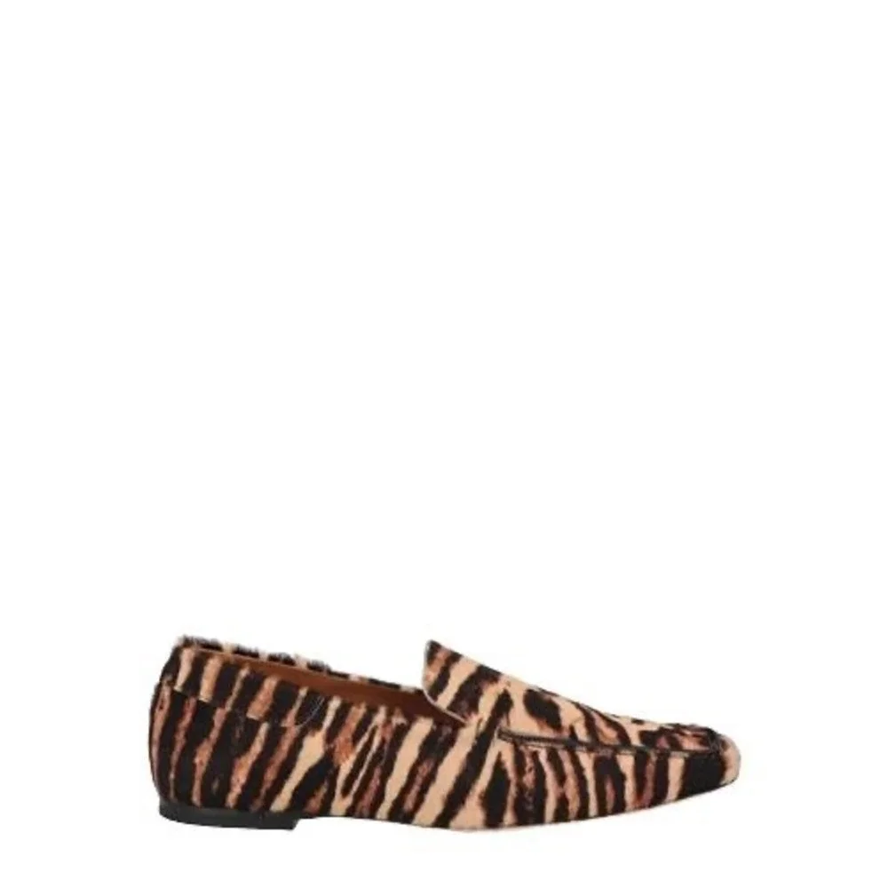 Staud Becks Leopard Calf Hair Loafers Brown Black Square Toe Flats Womens 38